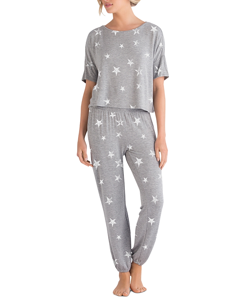 Honeydew Sun Lover Lounge Set In Heather Gray Stars In Heather Gray/stars