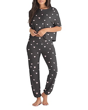 Honeydew Sun Lover Lounge Set In Black Hearts