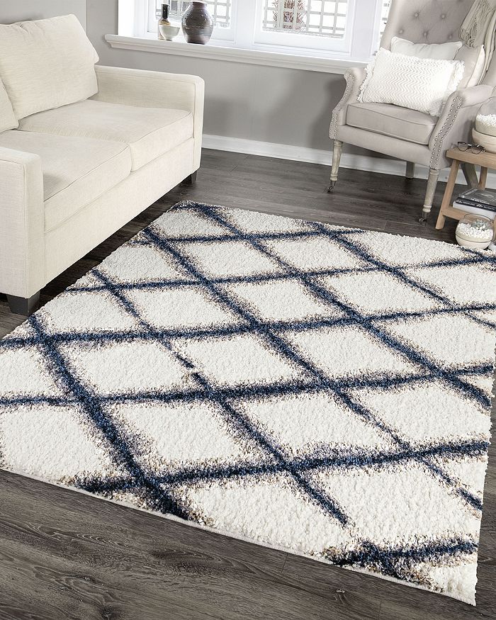 Palmetto Living Orian Cotton Tail Line Trellis Area Rug, 5'3 X 7'6 In White