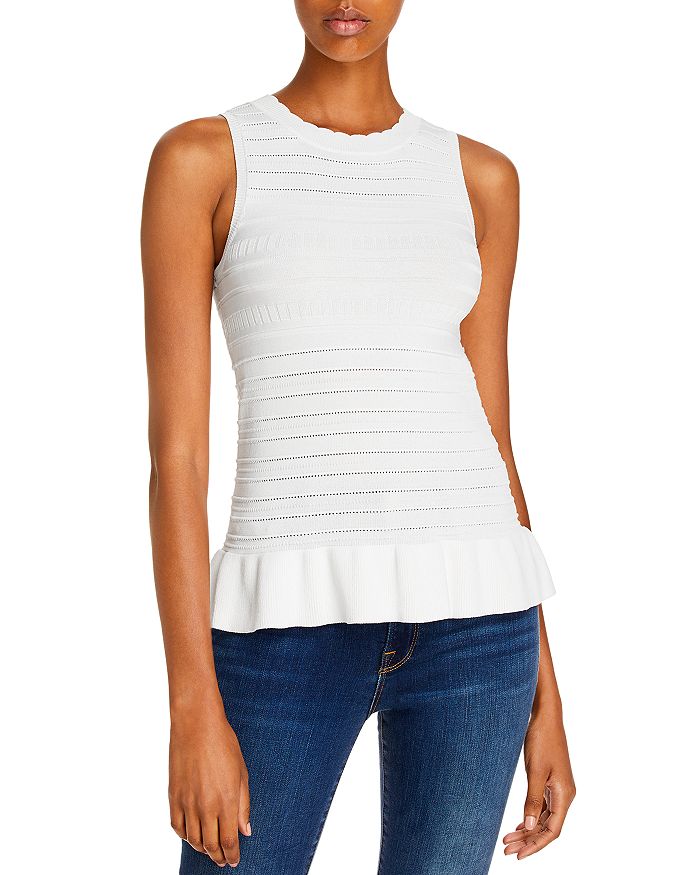 Aqua Texture Striped Sleeveless Knit Top - 100% Exclusive In White