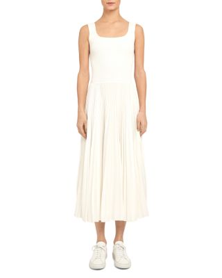 Theory Pleated Square-neck Ribbed Midi 