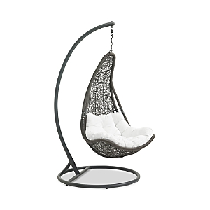 Modway Abate Outdoor Patio Swing Chair With Stand In Gray/white