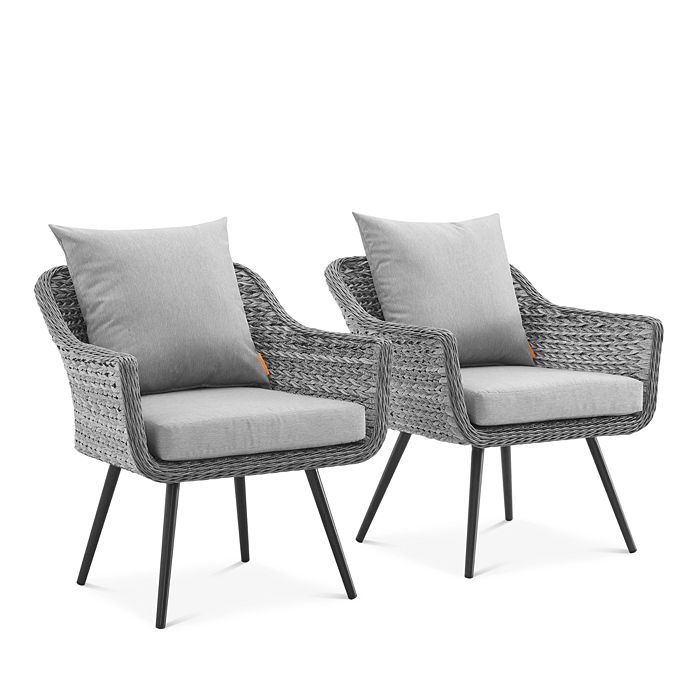 Modway Endeavor Outdoor Patio Wicker Rattan Armchair, Set Of 2 In Gray