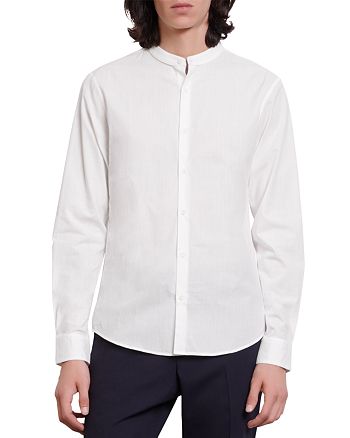 Sandro Cotton Band Collar Slim Fit Button Down Shirt | Bloomingdale's
