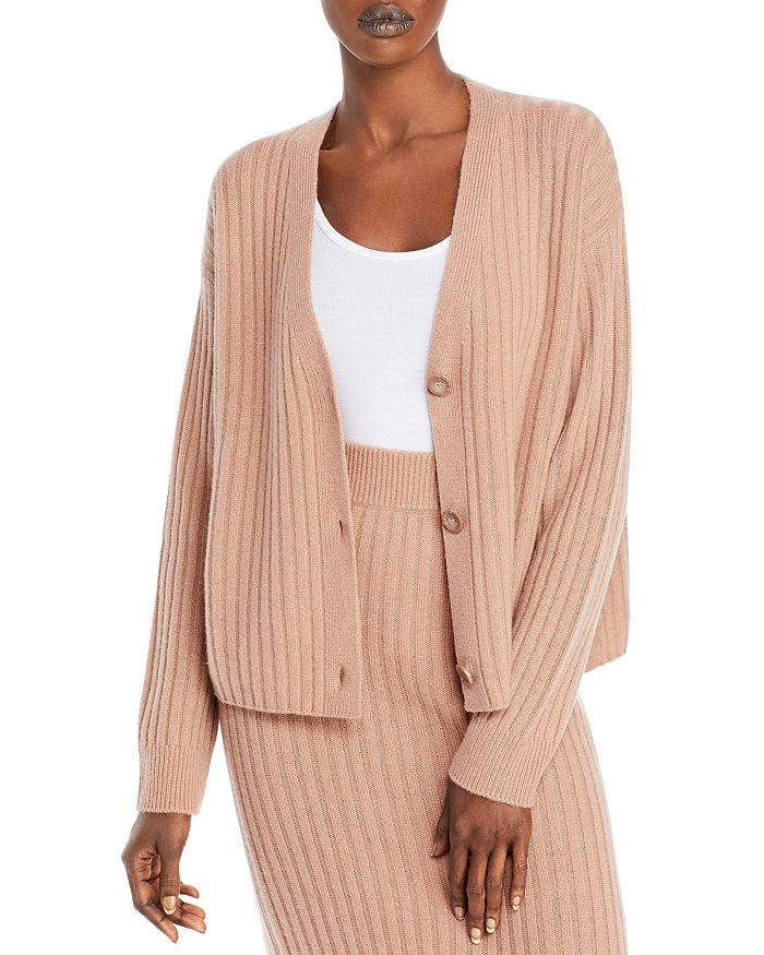 C By Bloomingdale's Ribbed Cashmere Cardigan - 100% Exclusive In Camel