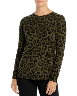 C by Bloomingdale's Leopard Print Cashmere Turtleneck Sweater