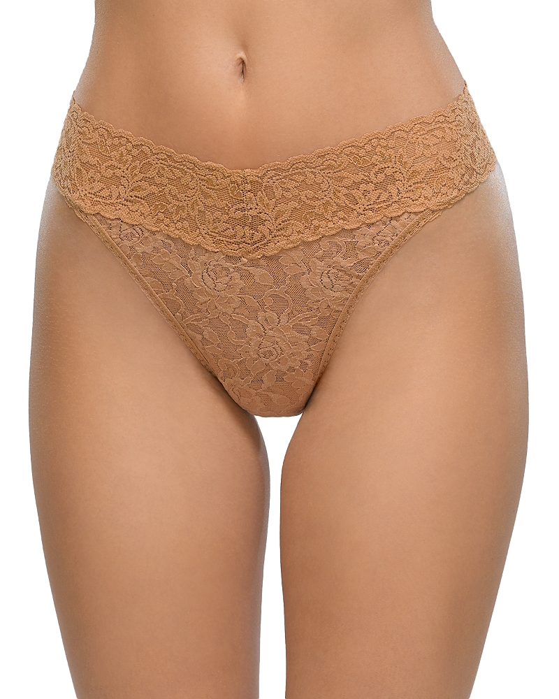 Hanky Panky Signature Lace Original-rise Rolled Thong In Sun Tan
