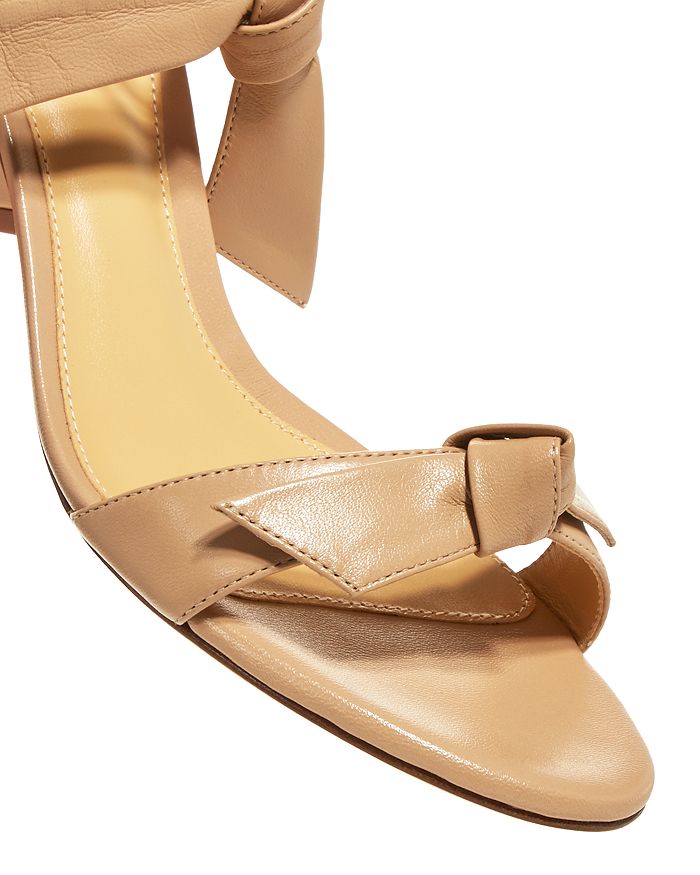 Alexandre Birman Clarita Bow-embellished Metallic Leather Sandals In Nude
