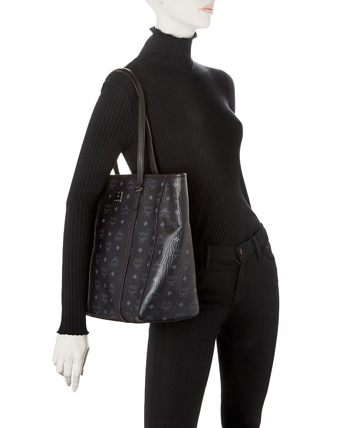 MCM Black Visetos Toni Medium Leather Shopper One-Size