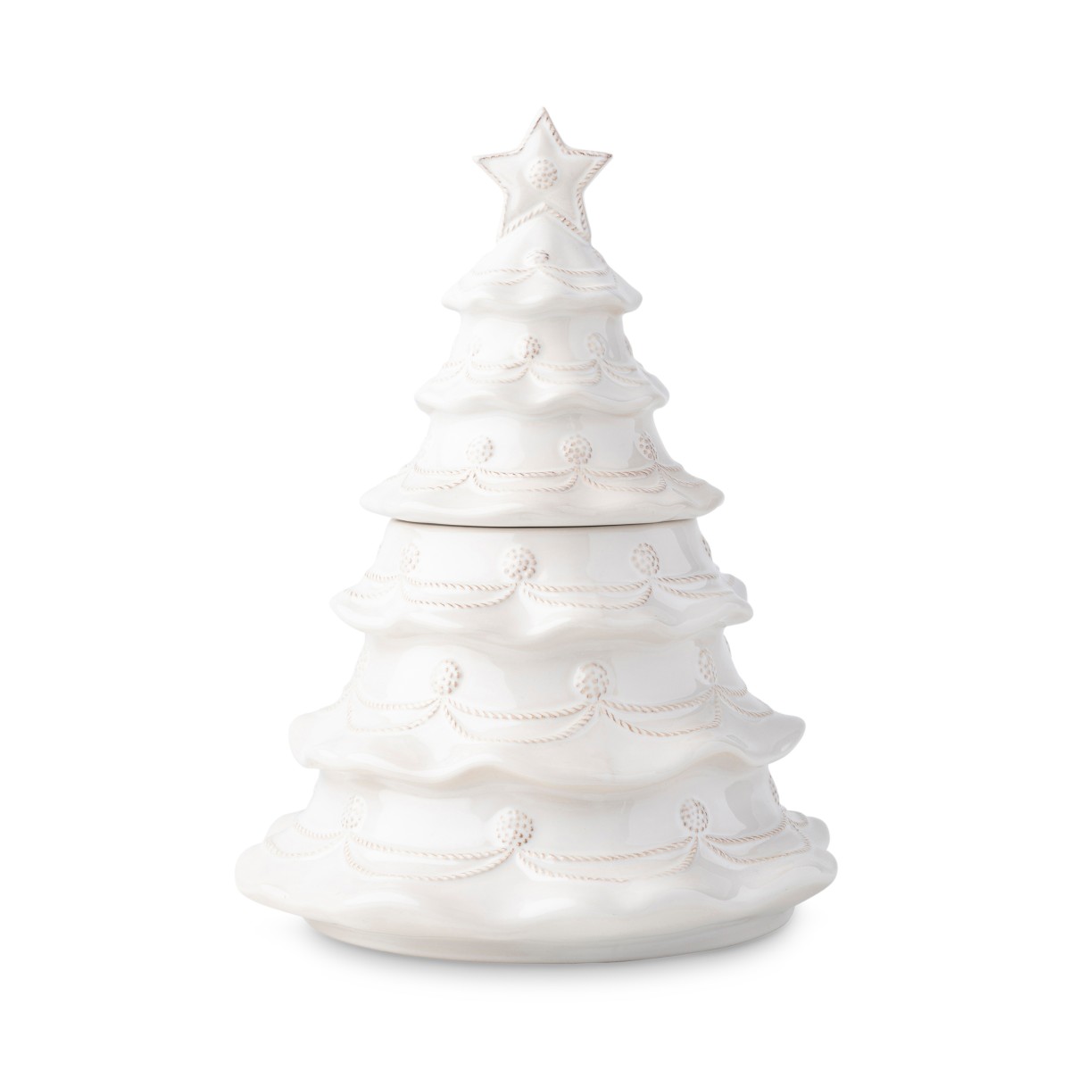 Juliska Berry & Thread Whitewash Christmas Tree Cookie Jar in White Wash