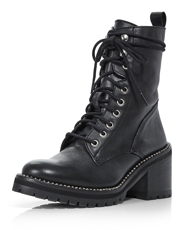 Aqua Women's Ray Lace Up Boots - 100% Exclusive In Black Leather