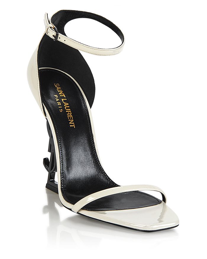 Saint Laurent Opyum Patent-leather Sandals In Black-black