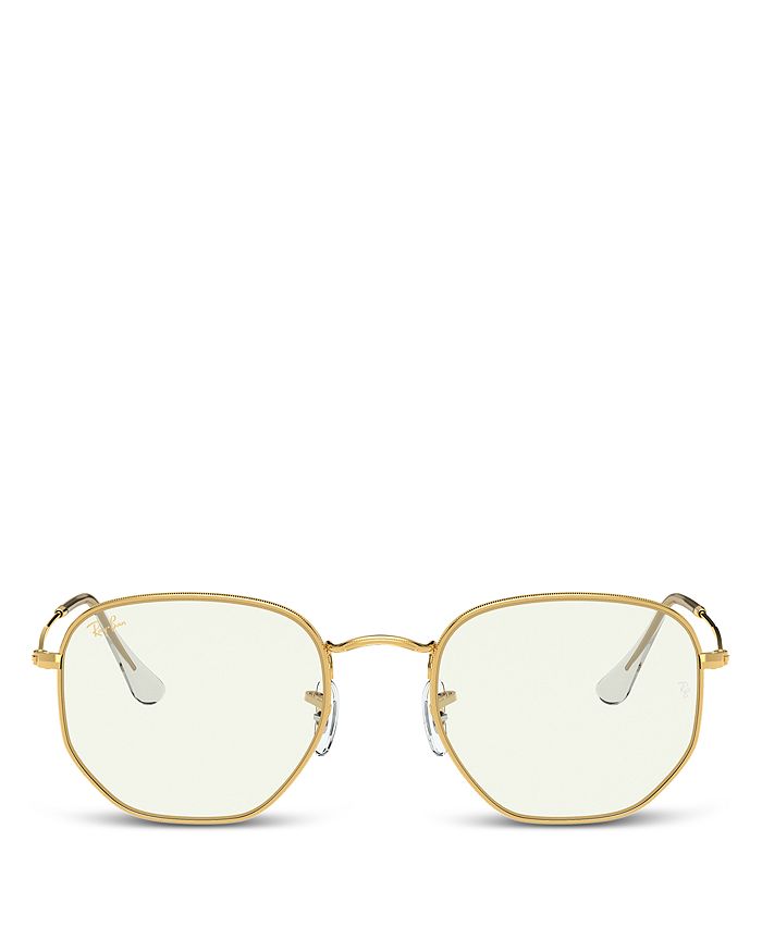 Ray Ban Ray-ban Unisex Round Blue Light Glasses, 54mm In Legend Gold/blue Light Filter