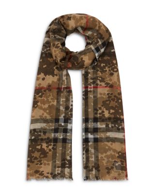 Burberry Lightweight Camouflage Check Wool Silk Scarf Bloomingdale s