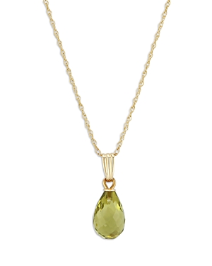 Bloomingdale's Peridot Briolette Pendant Necklace In 14k Yellow Gold, 18 - 100% Exclusive In Green/gold