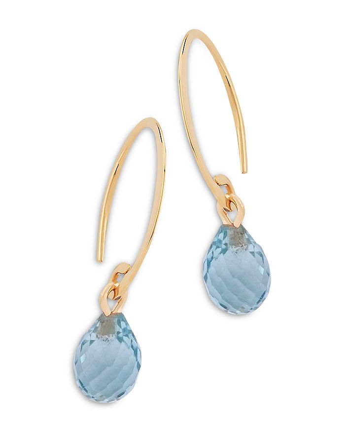 Bloomingdale's Blue Topaz Briolette Mini Sweep Drop Earrings In 14k Yellow Gold - 100% Exclusive In Blue Topaz/yellow Gold