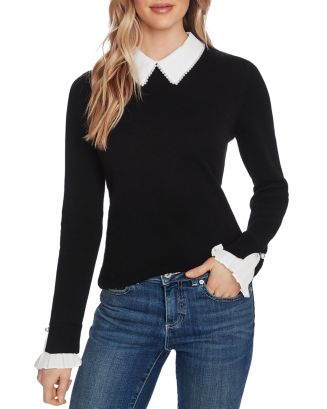 CeCe Embellished Collared Sweater Bloomingdale s