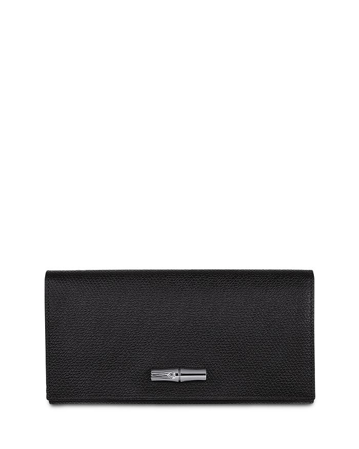 Longchamp Roseau Leather Continental Wallet In Black