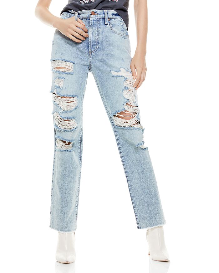 ALICE AND OLIVIA ALICE + OLIVIA AMAZING RIPPED BOYFRIEND JEANS IN WILDFIRE,CD379101WIF