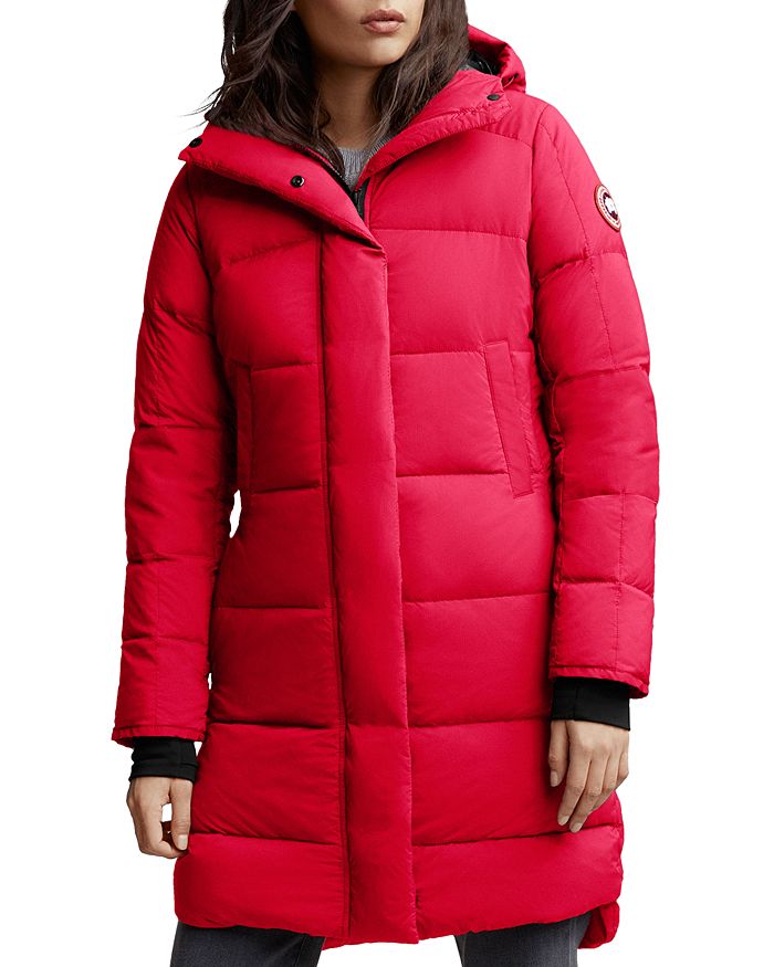 Shop Canada Goose Alliston Packable Mid-length Down Coat In Red