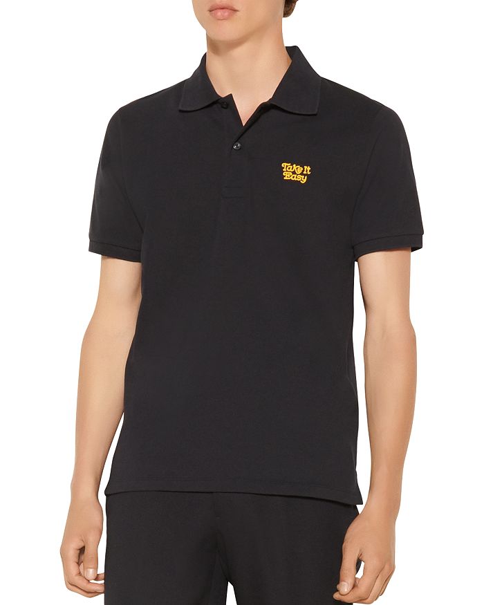 SANDRO COTTON EMBROIDERED POLO,SHPTS00649