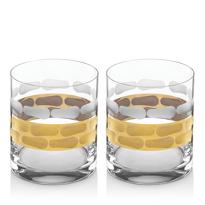 Shop Michael Wainwright Truro Double Old Fashioned Glass Set Of 2 In Clear/gold
