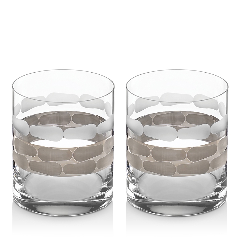 Michael Wainwright Truro Platinum 2-piece Double Old Fashioned Glass Set In Clear/platinum