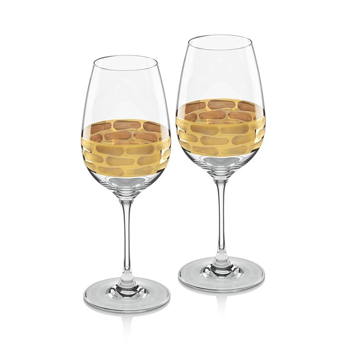 Shop Michael Wainwright Truro White Wine Glass Set Of 2 In Clear/gold