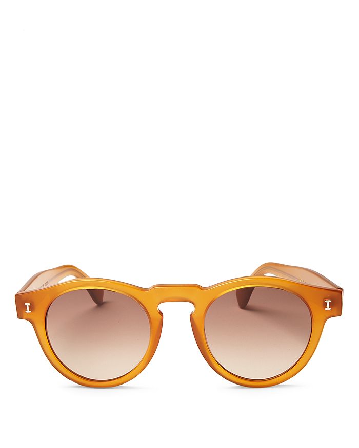 Illesteva Unisex Leonard Round Sunglasses 48mm In Honey/brown Gradient