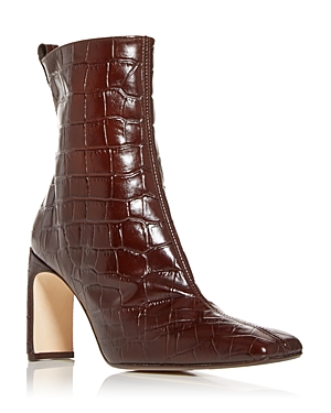 Miista Women's Marcelle Croc-embossed High-heel Boots In Dark Brown Croc Embossed Leather