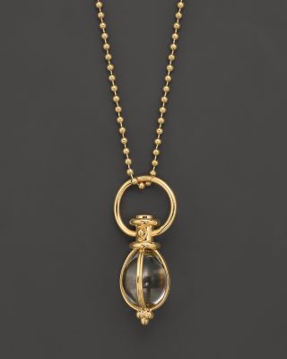 Oval Crystal Amulet in 18K Yellow Gold