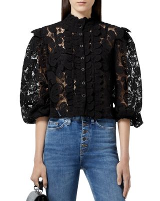The Kooples High Neck Lace Blouse 