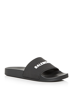 Balenciaga Logo Rubber Slide Sandals In Black