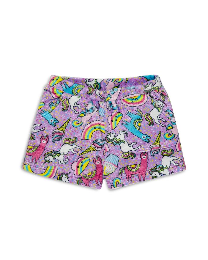Candy Pink Girls' Rainbow Carnival Fleece Pajama Shorts - Big Kid In Lilac