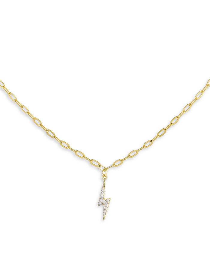 Adinas Jewels Adina's Jewels Cubic Zirconia Lightning Bolt Pendant Necklace, 16-18 In Gold