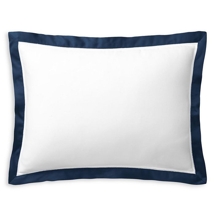 Ralph Lauren Organic Sateen Border Decorative Pillow, 16w X 12l In Polo Navy