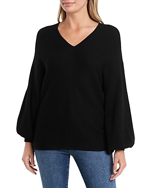 1.state Bubble Sleeve Sweater In Rich Black