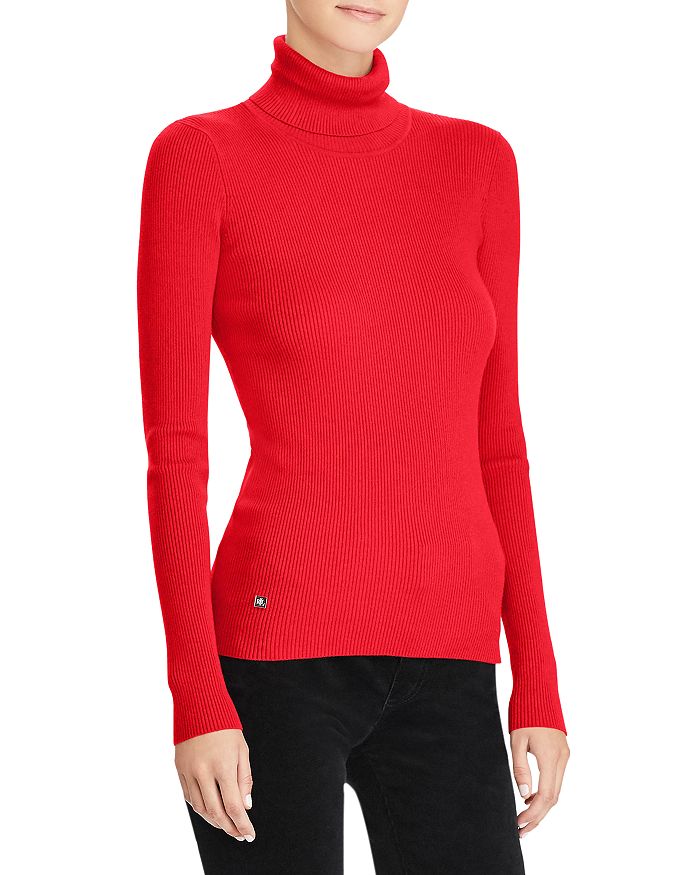 Ralph Lauren Lauren  Ribbed Turtleneck Sweater In Red
