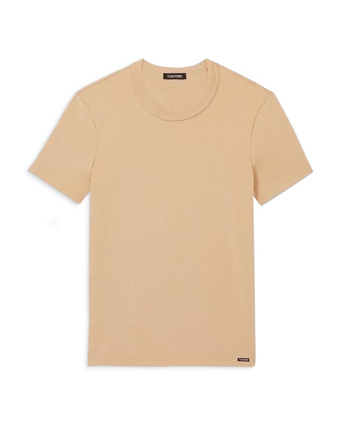 Shop Tom Ford Cotton Blend Crewneck Tee In Nude 1