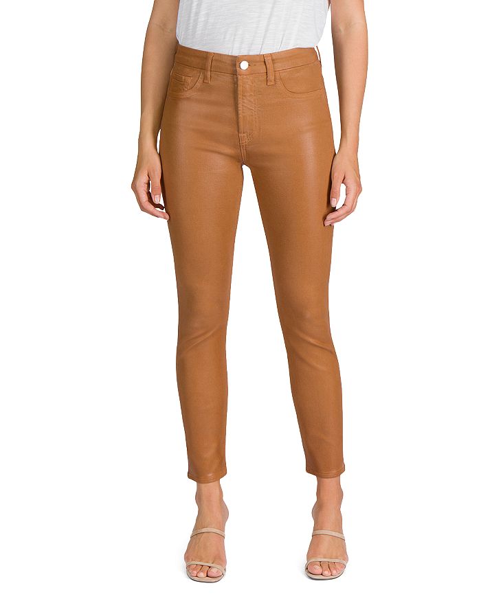 7 For All Mankind Jen7 By  Coated Skinny Ankle Jeans In Amber