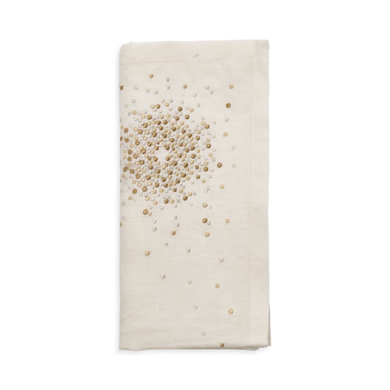 Kim Seybert Starburst Napkin in White/Gold