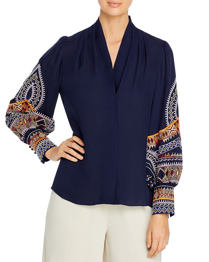 Kobi Halperin Keely Embroidered Silk Blouse Bloomingdale's