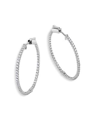 Bloomingdale's Fine Collection - Diamond Inside Out Hoop Earrings in 14K White Gold, 1.0 tcw