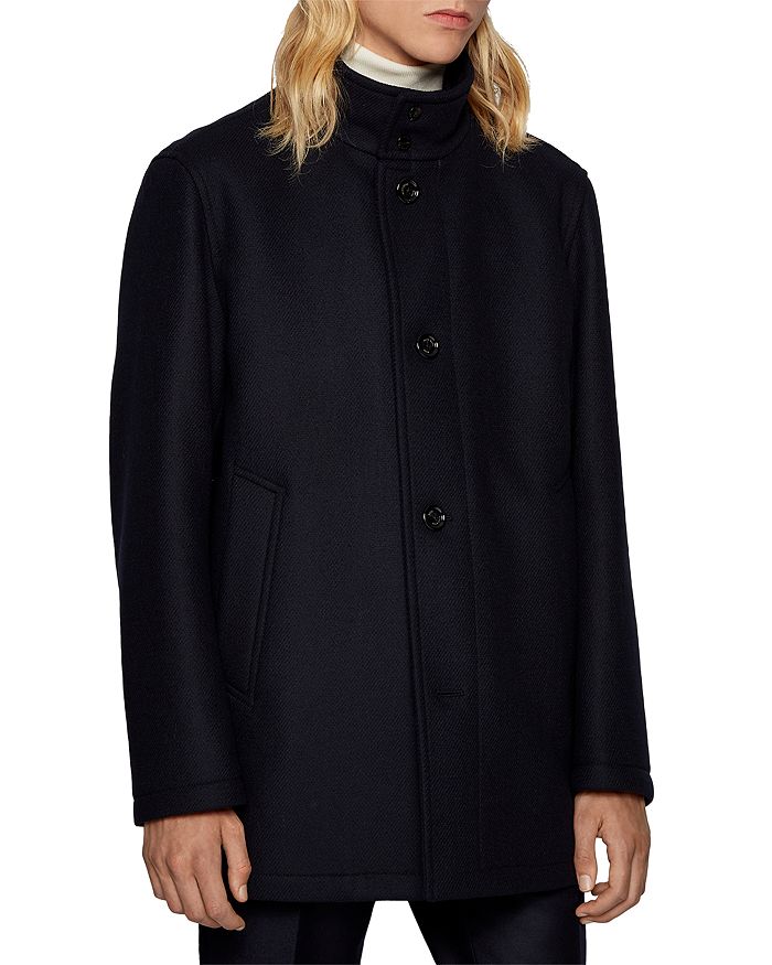 Hugo Boss Coxtan Virgin Wool-cashmere Coat With Bib In Black
