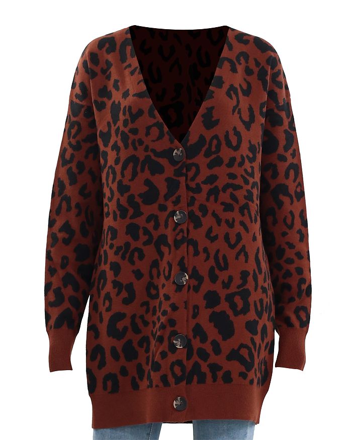 525 Animal Print Button Front Cardigan | Bloomingdale's