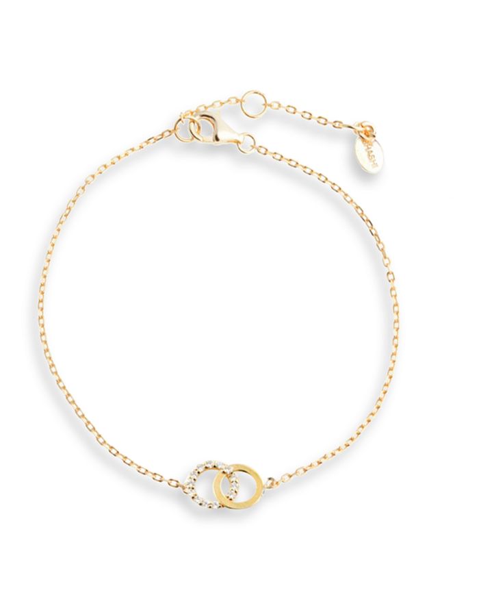 Aqua Cubic Zirconia Interlocking Ring Bracelet - 100% Exclusive In Gold