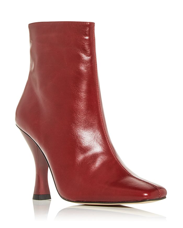 Kurt Geiger Women's Rocco Square Toe Booties In Medium Red Leather