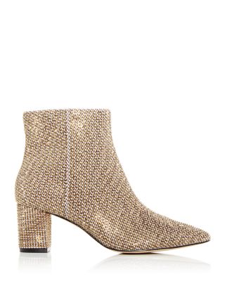 gold booties heels