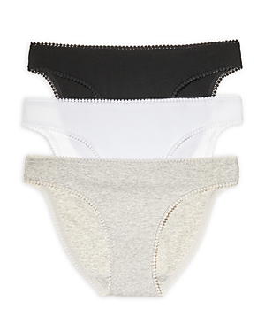 On Gossamer 3-pack Cotton Hip Bikinis In Black/white/gray