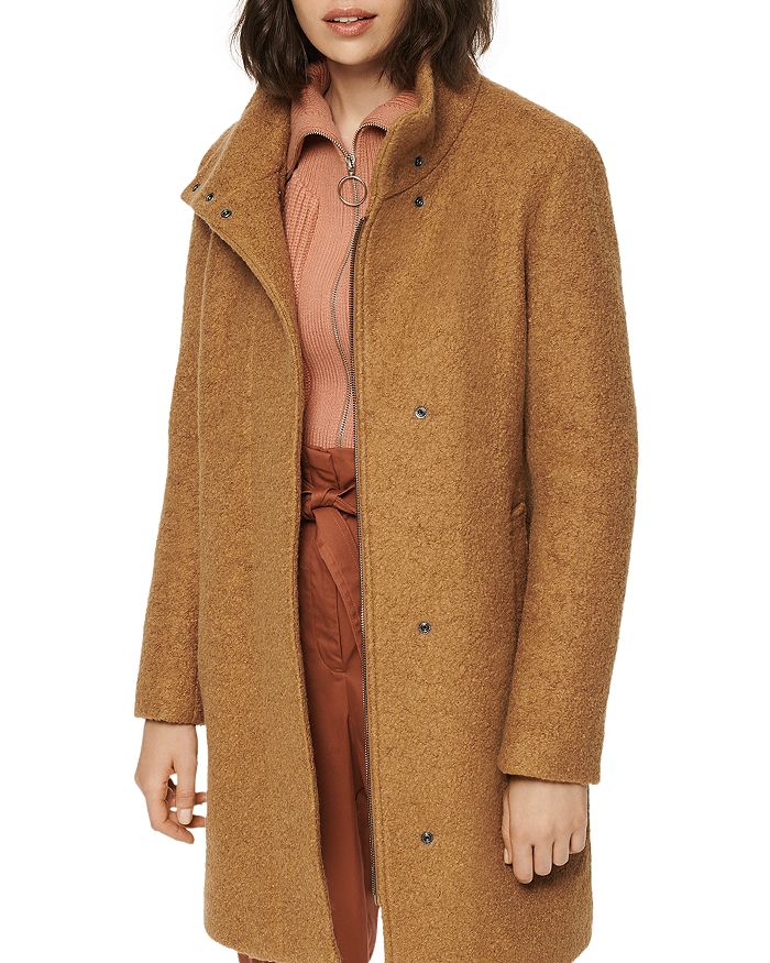 Marc New York Verda Boucle Coat In Dark Camel